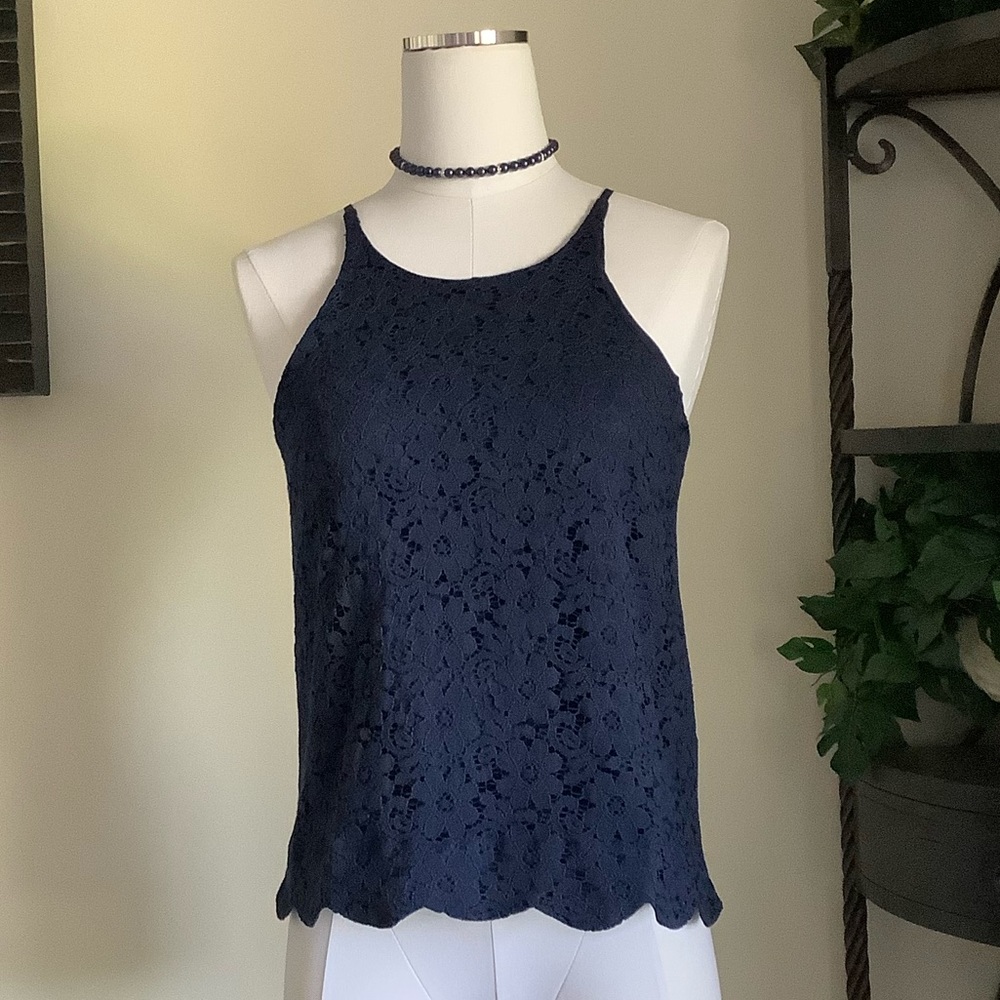 Navy blue lace tank top